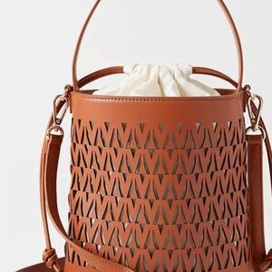 Ann Taylor - Brown Cutout Bucket Bag NWT
